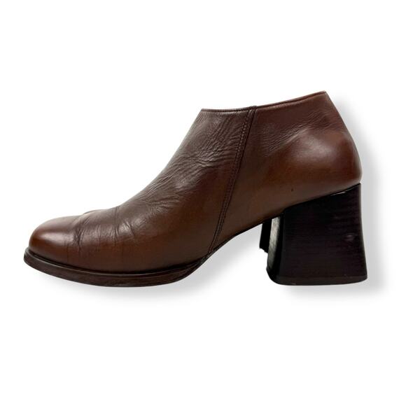 90's KENNETH COLE UNLISTED brown leather chunky heel square toe shoes - Picture 12 of 16